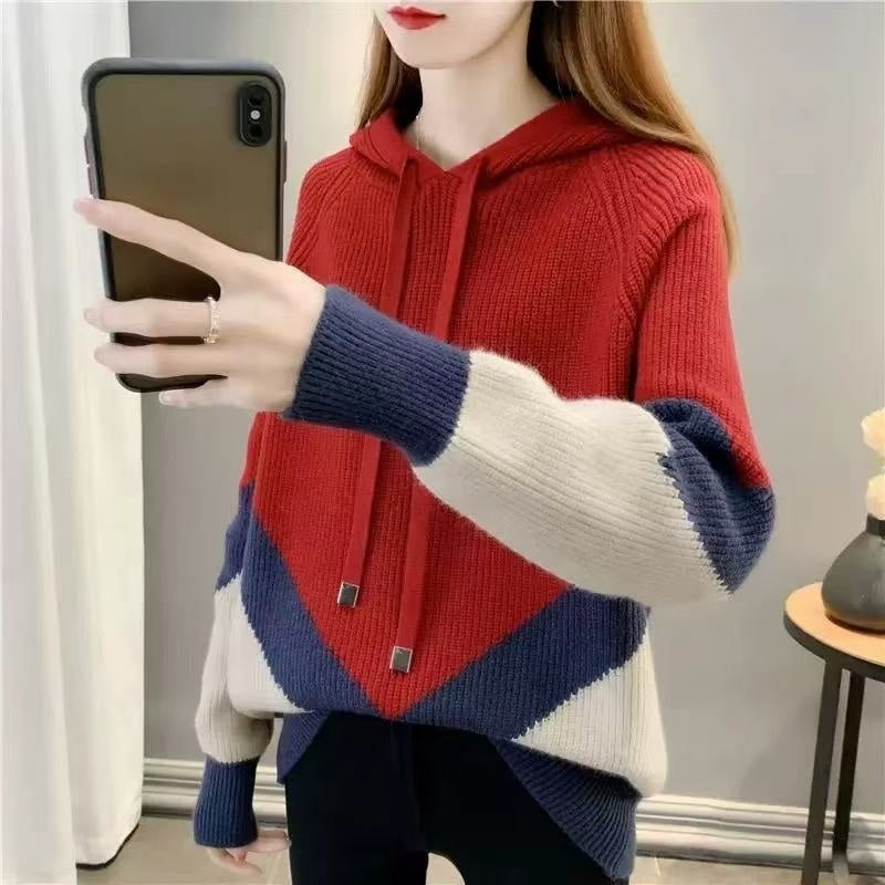 Stylish Western-style Knitted Hoodie For Women