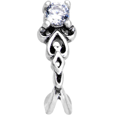 Clear CZ Gem Heart Tail Faux Hoop Nose Bone