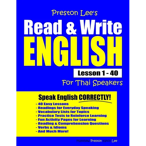 Preston Lee's Read & Write English Lesson 1 - 40 For Thai Speakers - Paperback