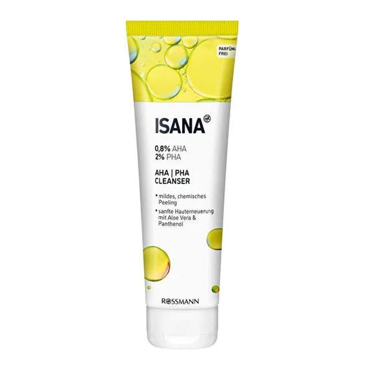 Isana Facial Cleansing Gel with AHA PHA - Vegan, Fragrance-Free Skincare for Sensitive Skin