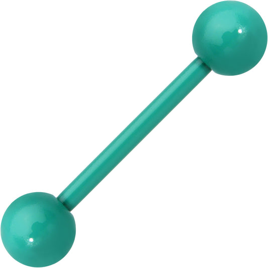 14G 5/8 Green Acrylic Over Steel Barbell Tongue Ring