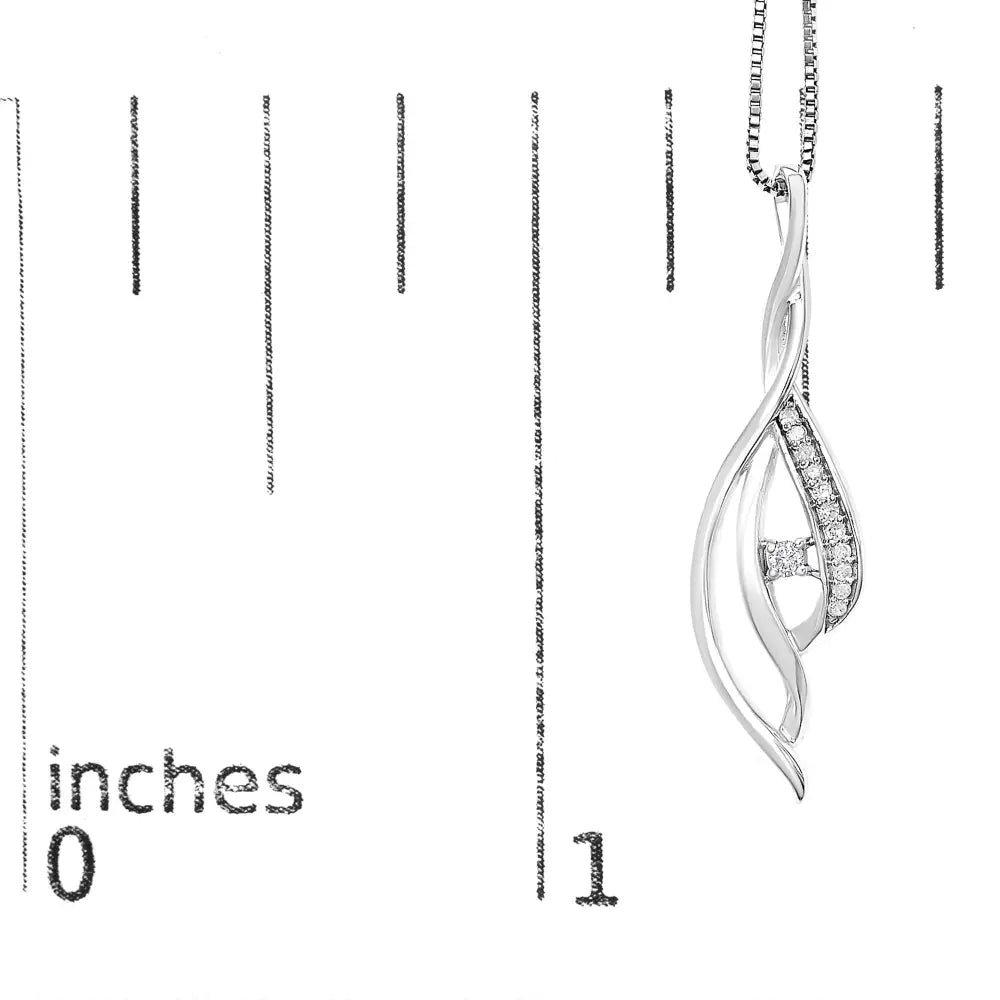Diamond Cascade Twist Pendant Necklace in 10K White Gold 1/10 Cttw