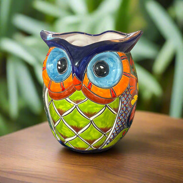 Extra Large Talavera Owl Planter | Hand-Painted Mexican Decor