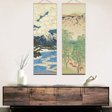 Antique Chinese Hand-Painted Landscape Scroll, Pine Tree