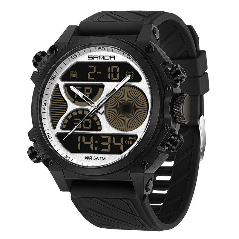 Outdoor Sports Waterproof Watch For Men Rugged Design With A Large Dial And Dual Display