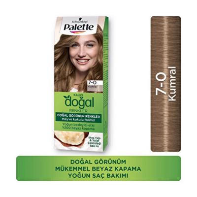 Palette Permanent Natural Colors 7-0 Kumral Hair Dye: Nourishing Shea Oil, Covers Grays, Long-Lasting Natural Blonde at Home