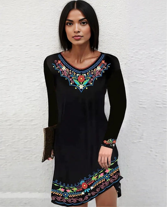 New Sexy Autumn fall Winter exotic floral design Dress for Women 7 different colors