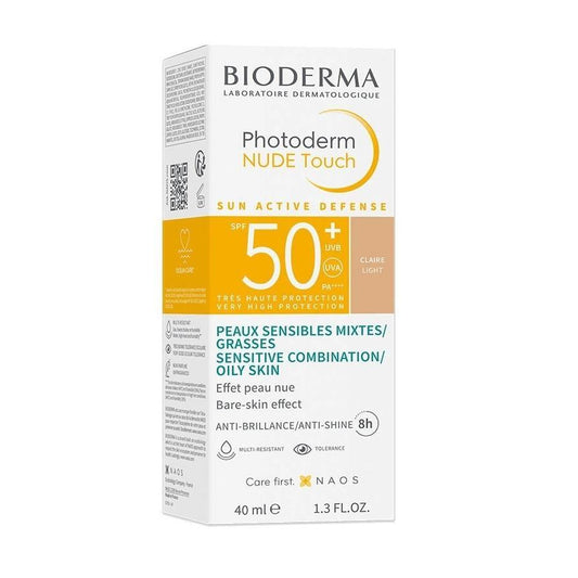 Bioderma Photoderm NUDE Touch SPF50+ Light 40 ml - Sunscreen with Makeup Effect for Oily & Combination Skin