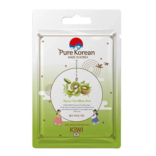 Pure Korean Multivitamin Kiwi Face Mask - Hydrating, Brightening Sheet Mask for Glowing Skin