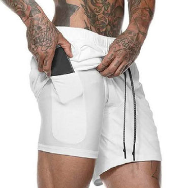 Fashion Men Elastic Waist Sports Shorts with Phone Pocket