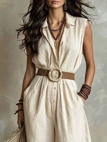 Full Size Sleeveless Wide Leg Jumpsuit Plus Size