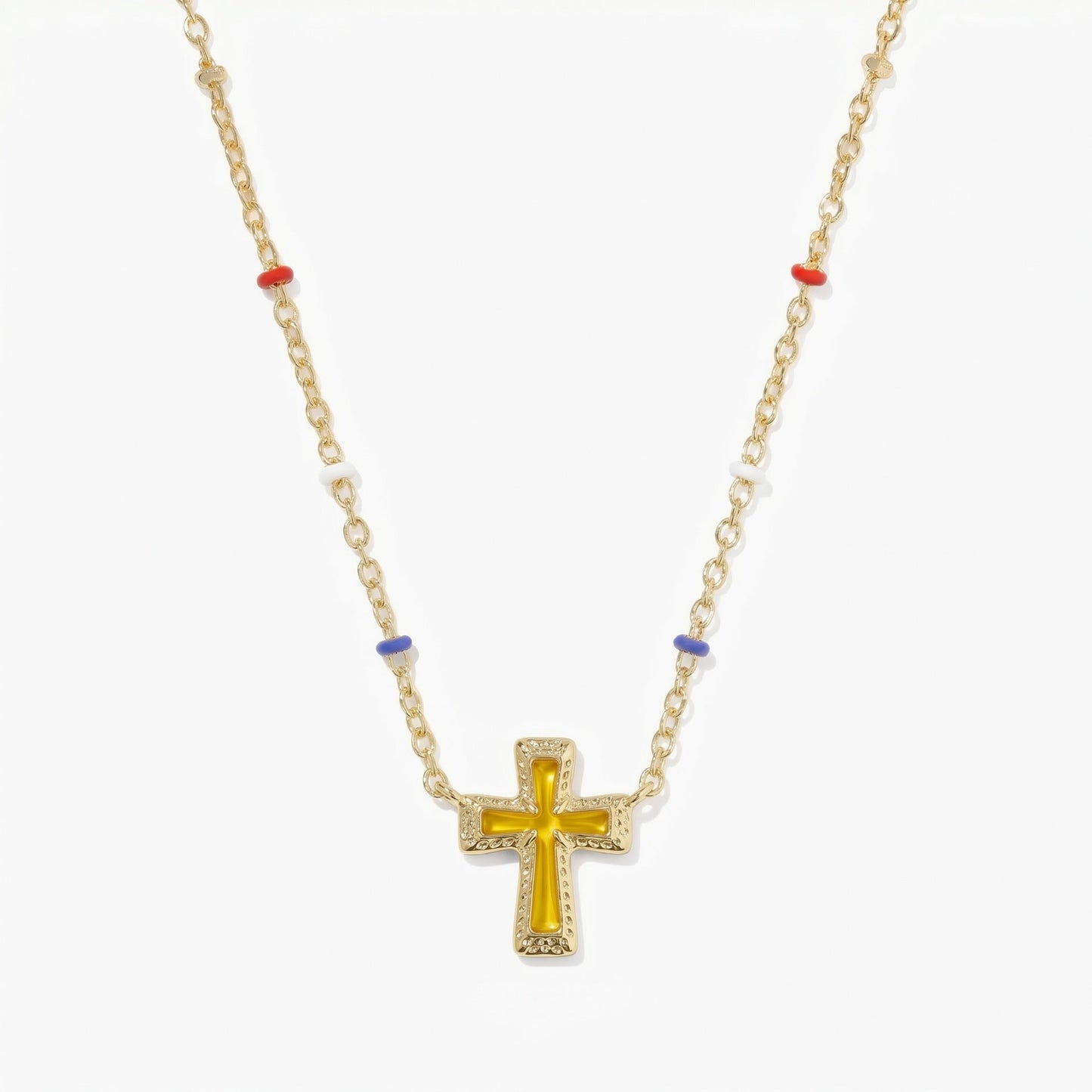 Geometric Irregular Cross And Heart Necklace