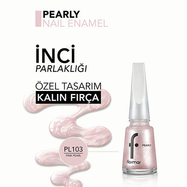Flormar Pearly Pink Pearl Nail Polish: Long Lasting, Shimmering Shine & Chip Resistant - Gorgeous Pearl Effect Colors.