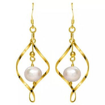 Freshwater Pearl Dangle Earrings in Sterling Silver