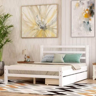 Full Platform Bed Frame with Two Storage Drawers