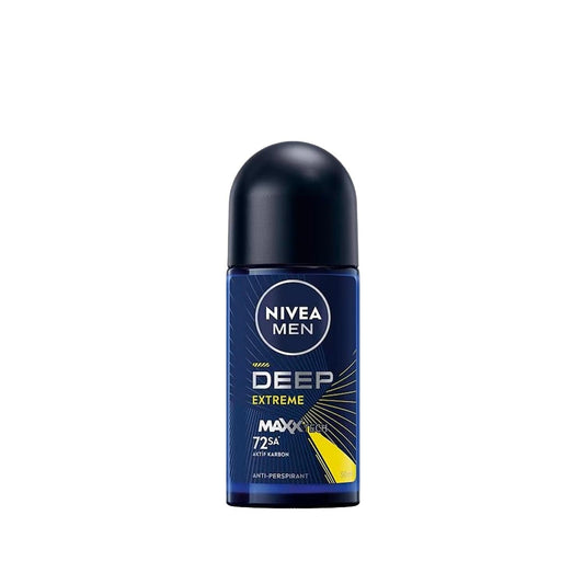 Nivea Men Deep Extreme Roll-On Deodorant for Men - 50 ml, Long-Lasting Odor Protection