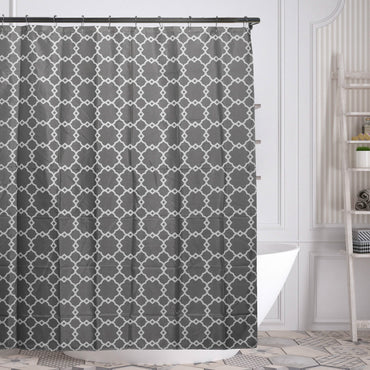 Geometric-Patterned Shower Curtain with Rings - Assorted Colors