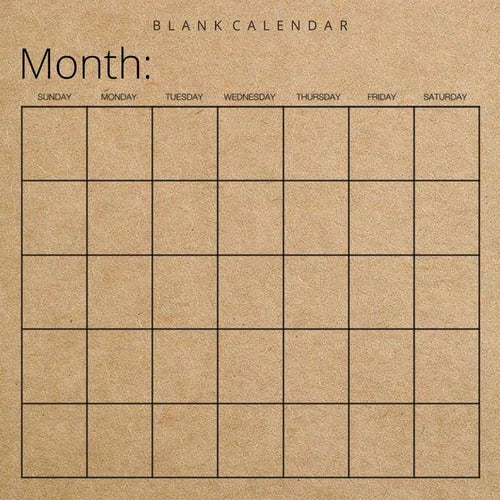 Blank Calendar: Kraft Brown Paper, Undated Planner for Organizing, Tasks, Goals, Scheduling, DIY Calendar Book - Paperback