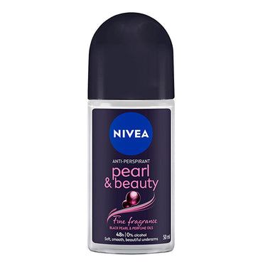 Nivea Pearl & Beauty Deodorant Roll-On for Women - 48-Hour Protection, Alcohol-Free, Fine Fragrance