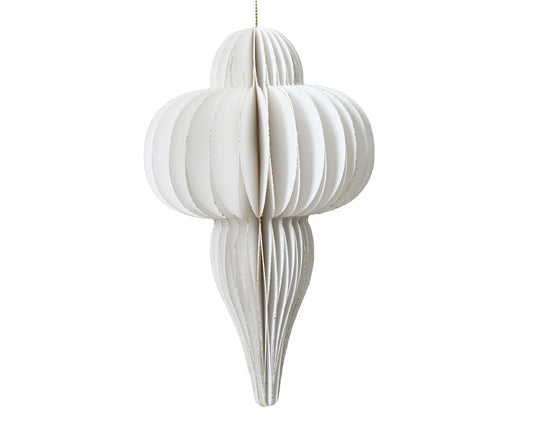 Finial Honeycomb Paper Ornament - 16 Inch - White