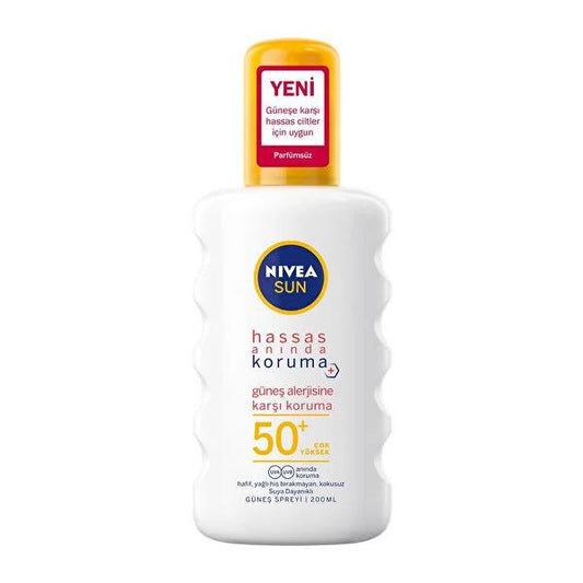Nivea Sunscreen Spray SPF 50+ for Sensitive Skin - Water-Resistant, Fragrance-Free, Dermatologically Tested - 6.76 fl oz