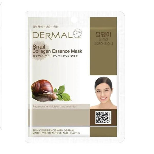 Dermal Collagen Face Mask with Snail Mucin - Natural Skincare, 100% Cotton, Hydrating & Anti-Aging Benefits