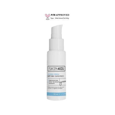 Skin401 SPF50+ Hydra-Fresh Sunscreen: Vegan, Cruelty-Free Sun Protection with Green Tea, Aloe & Hyaluronic Acid for All Skin Types - 50ml