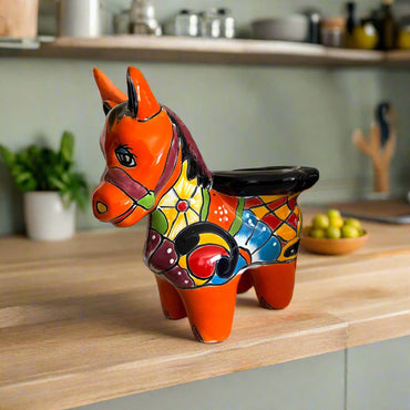 Talavera Donkey Planter | Hand-Painted Mexican Burro Flower Pot
