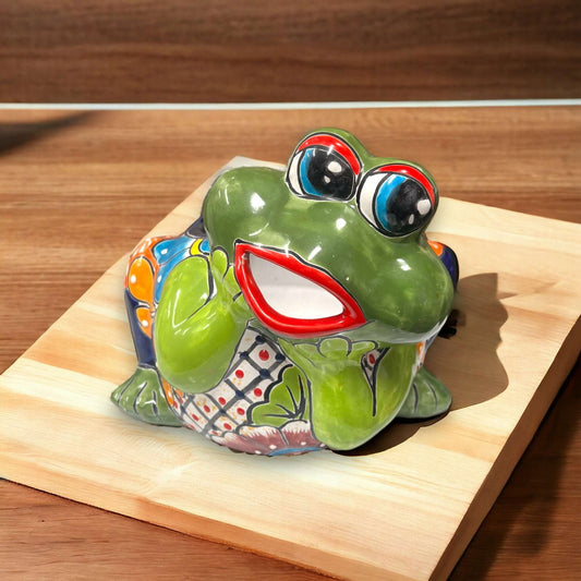 Hand-Painted Talavera Frog Planter | Mexican Art Pottery