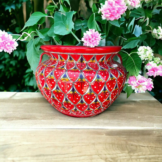 Extra Large Hand-Painted Talavera Peacock Flower Pot | Planter Decor