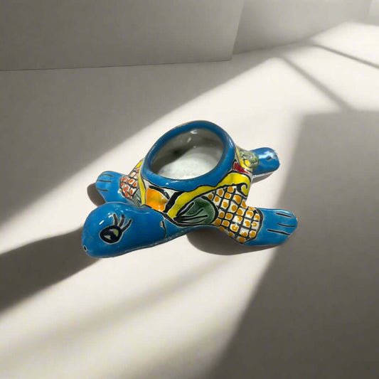 Mini Hand-Painted Talavera Sea Turtle | Vibrant Planter