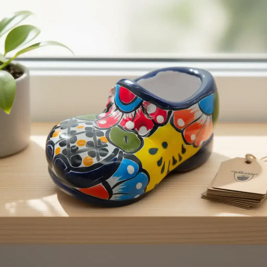 Vibrant Talavera Shoe Planter | Handmade Mexican Pottery