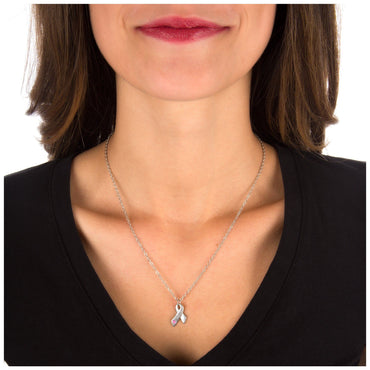 Heart & Hope Ribbon Pewter Necklace!