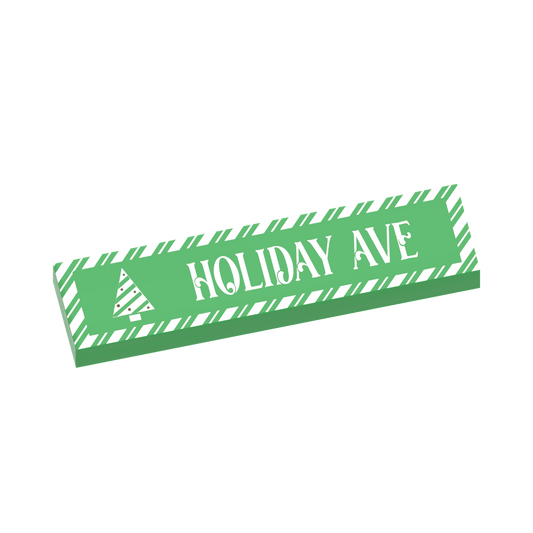 Holiday Ave Street Sign - Custom Printed 1x4 Tile - Made with LEGO® Parts