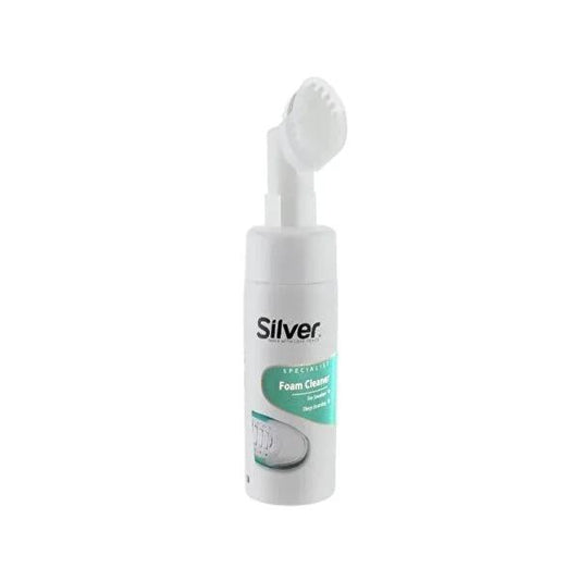 Silver Shoe Cleaning Foam with Brush - 150ml, Gentle on Fabric, Leather, Suede & Nubuck