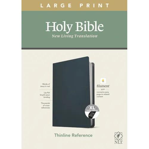 NLT Large Print Thinline Reference Bible, Filament Enabled Edition (Red Letter, Genuine Leather, Blue, Indexed) - Leather