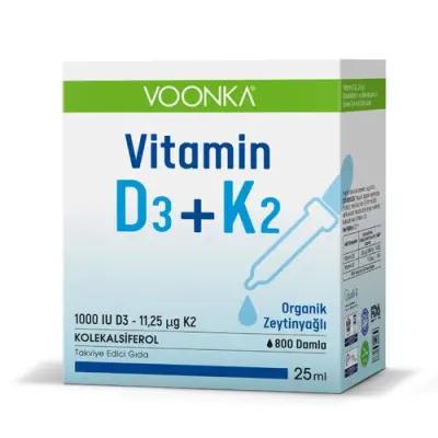 Voonka Vitamin D3+K2 Dietary Supplement Liquid - 25ml Bottle, Supports Bone Health & Immune Function