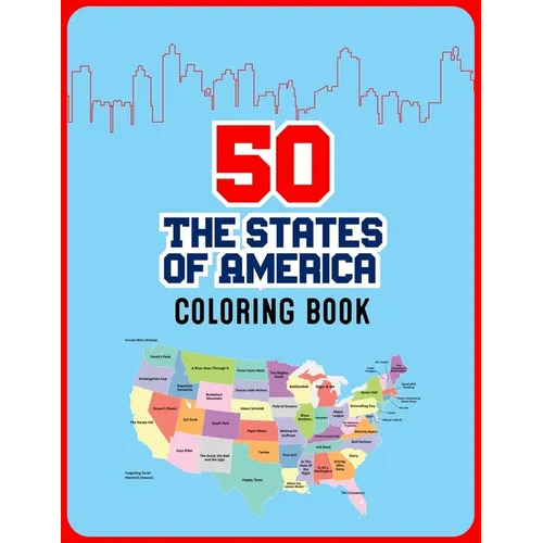 50 The States of America Coloring Book: 50 State Maps with Capitals and Symbols like Motto Bird Mammal Flower Insect Butterfly or Fruit Perfect Easy T - Paperback