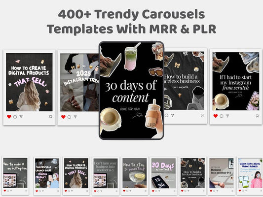400+ Faceless Instagram Carousel Templates Canva | Aesthetic IG & TikTok Slides | PLR MRR Digital Product to Resell