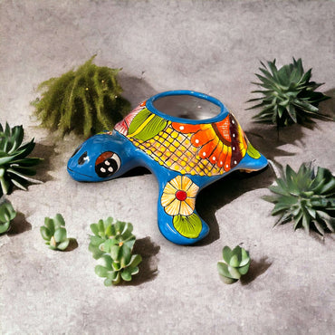 Small Talavera Sea Turtle Planter | Mexican Turtle Pottery