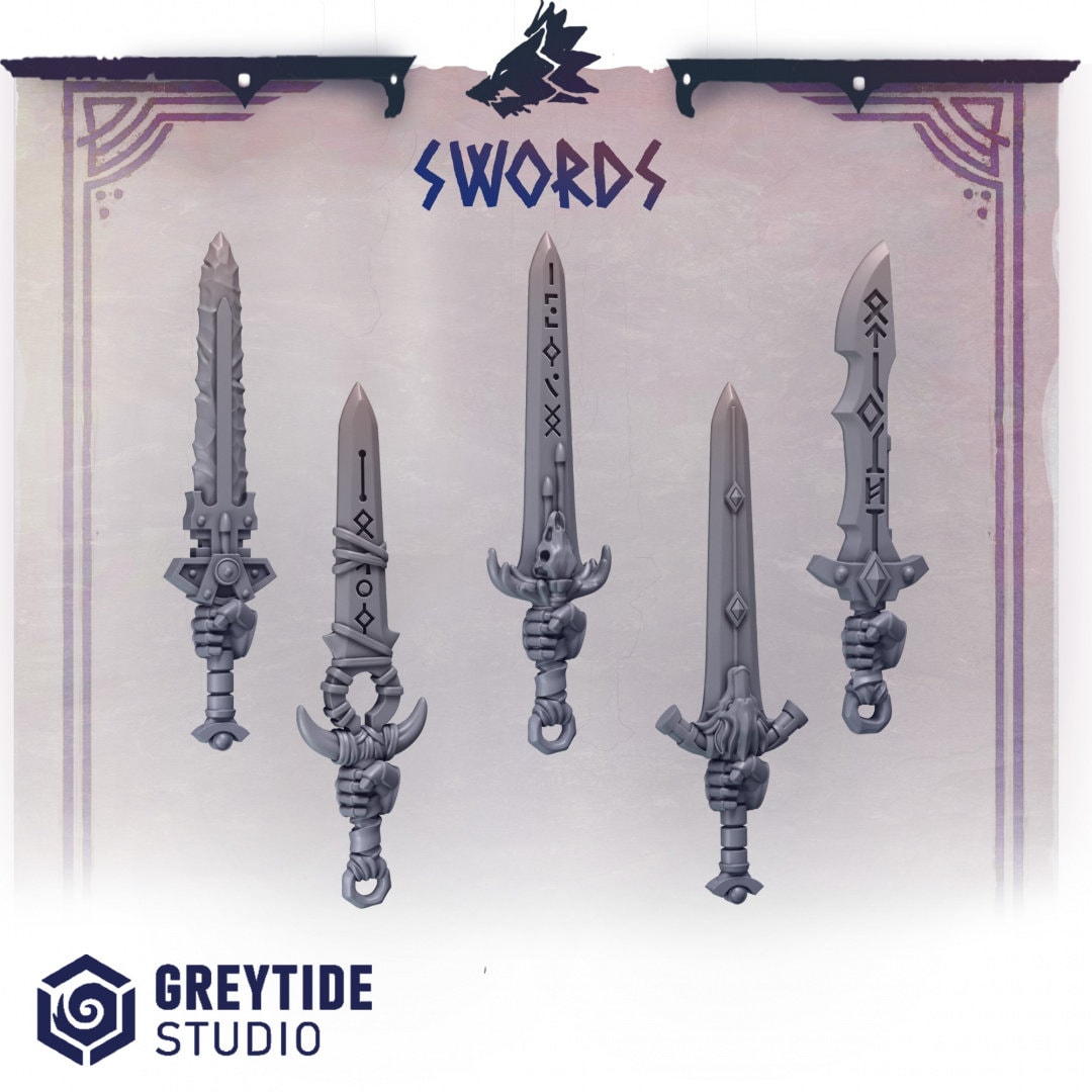 3d Printed Primal Hounds Swords x10 by Greytide Studio