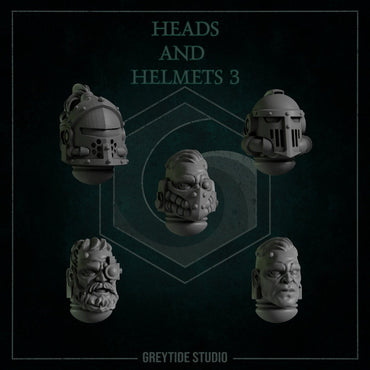 3d Printed Heads and Helmets x10 by Greytide Studio