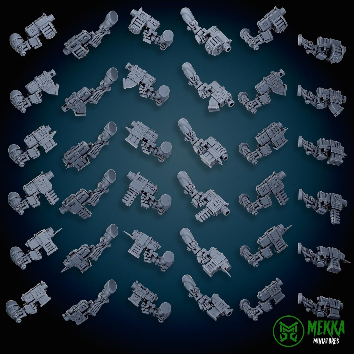 3d Printed Cybork Pistol Arms by Mekka Miniatures