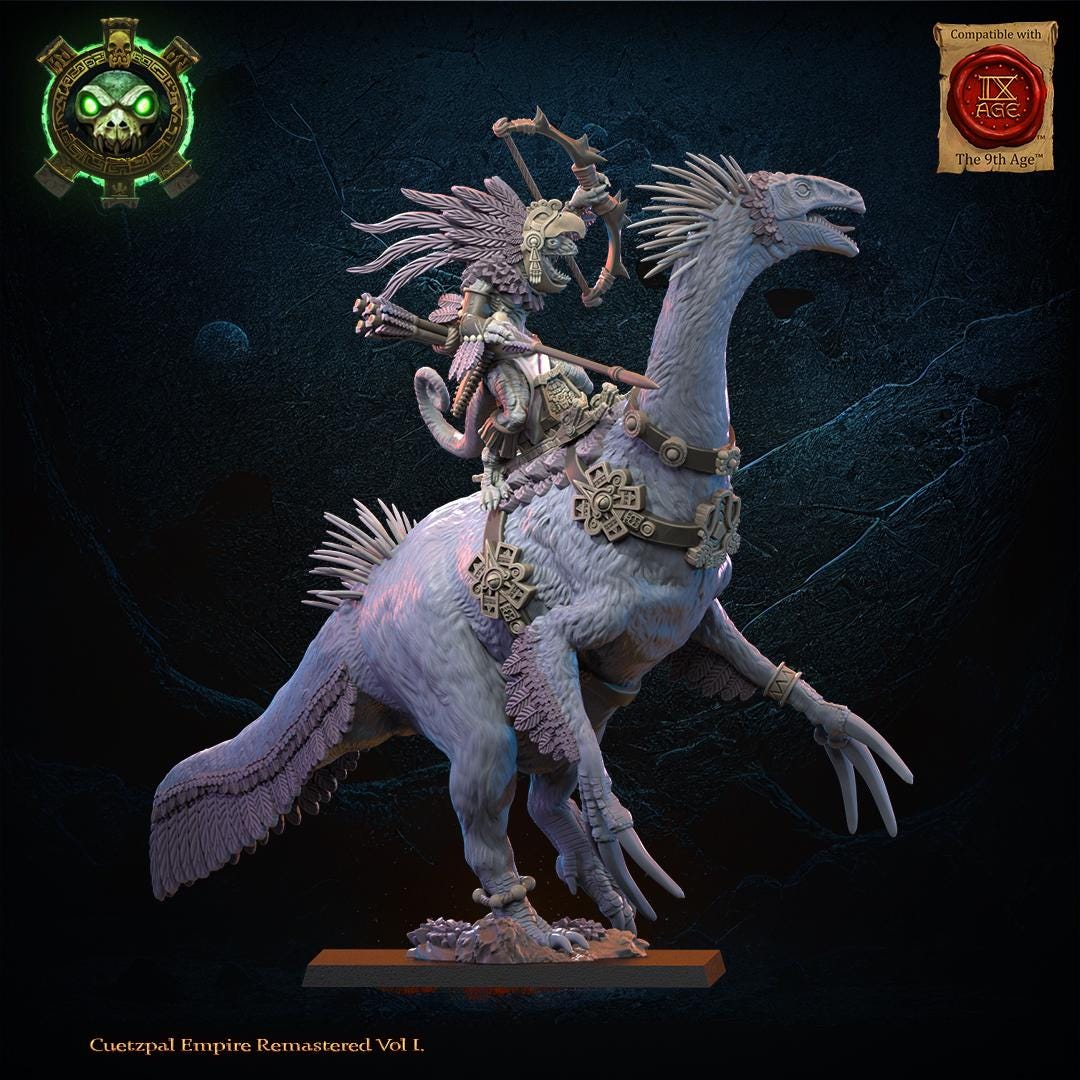 3d Printed Mounted Lizard Kin Heroine by Lost Kingdom Miniatures