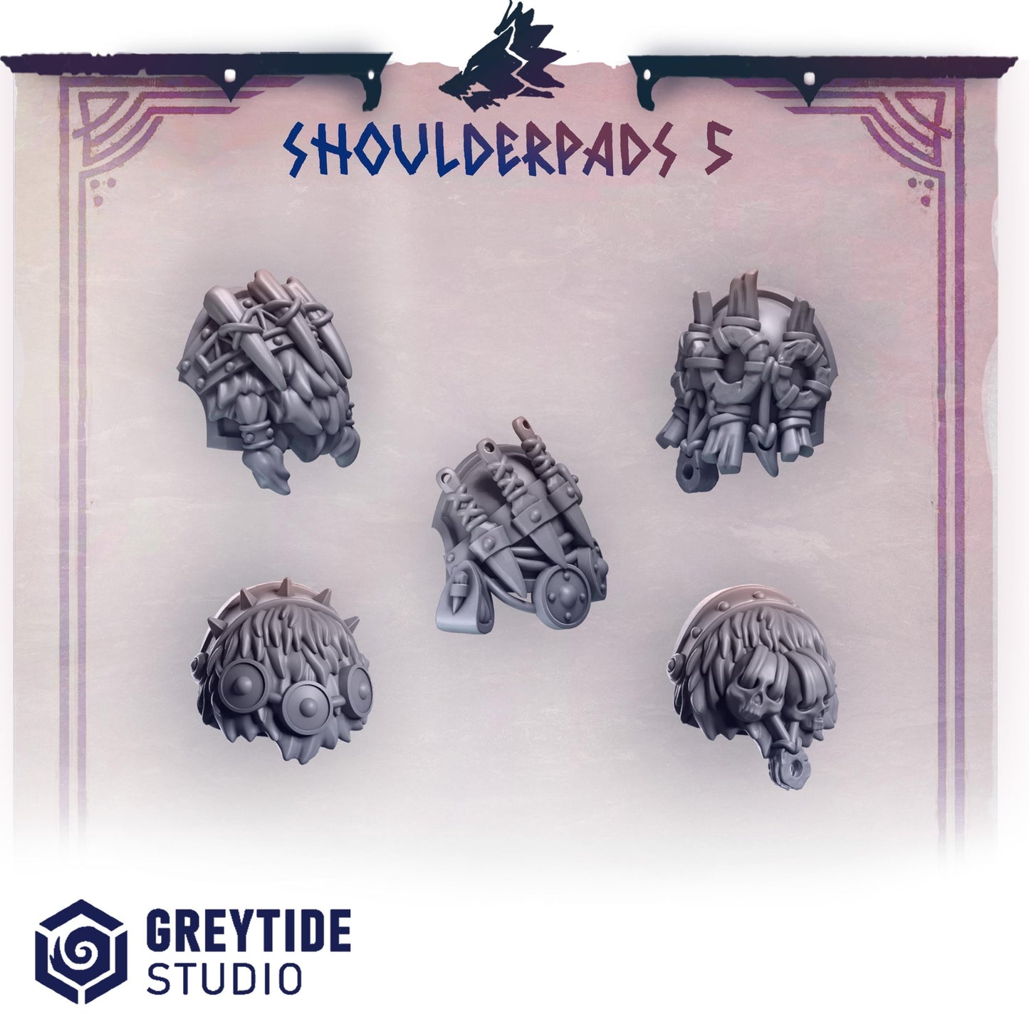 3d Printed Primal Hounds Shoulderpads #5 x10 by Greytide Studio