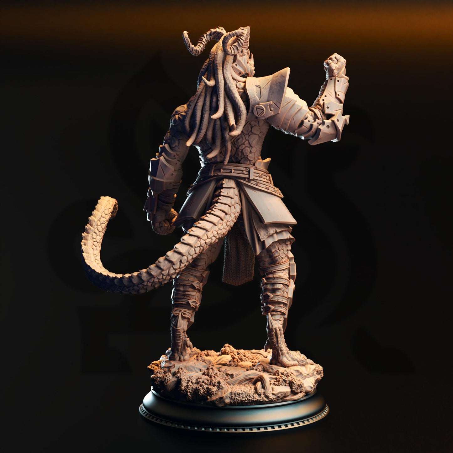 3D Printed Black Dragonborn Fighter by DM Stash