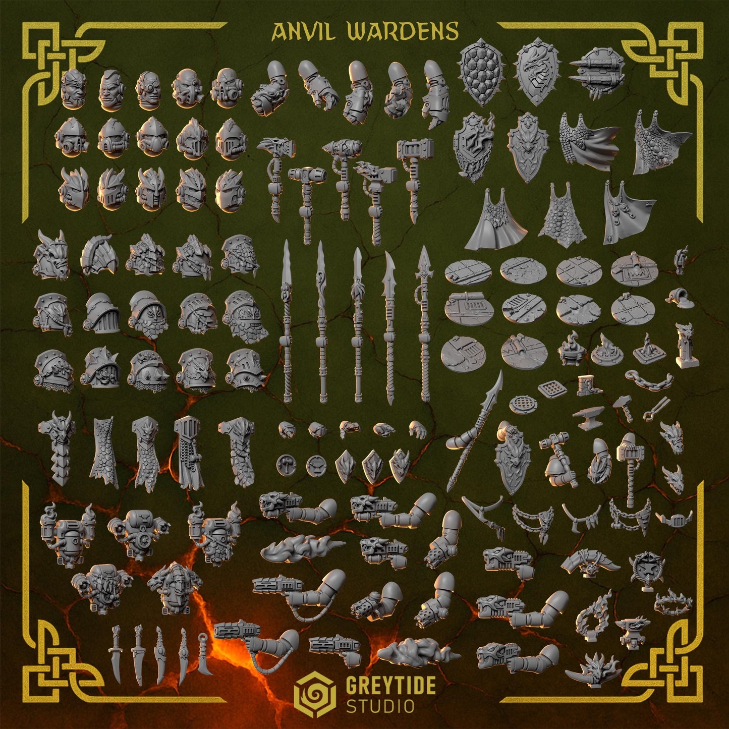 3d Printed Anvil Warden Shoulder Shields x10 by Greytide Studio