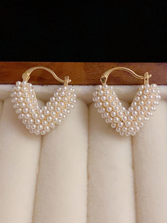 Modern sweet millet beads love heart sweet and cool niche design earrings