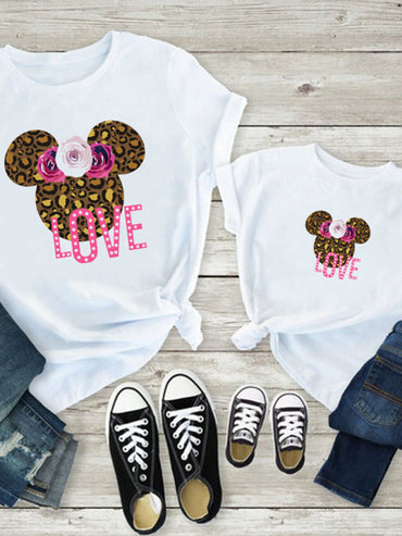 Modern Mama and Mini Family printed short-sleeved T-shirt (mom style)