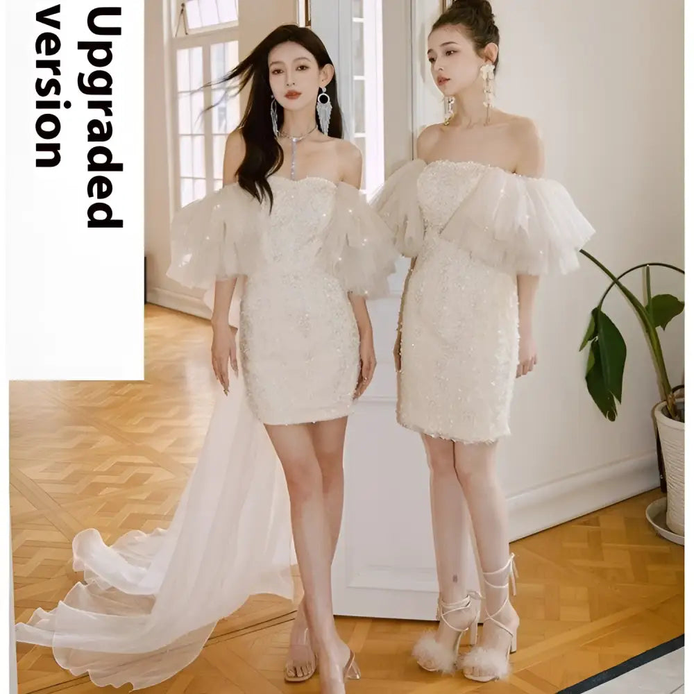 Ivory Lace Cinched Waist Miniskirt Fairy Dress